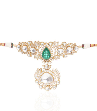 Gautami green polki choker and earrings