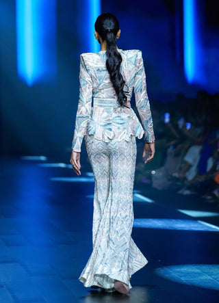 Aurora pastel floral peplum kurta and sharara set