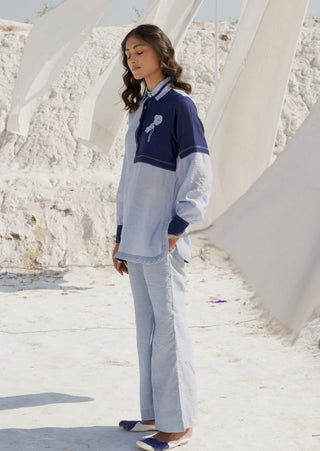 The Loom Art-Steal Blue Shirt And Pant-INDIASPOPUP.COM