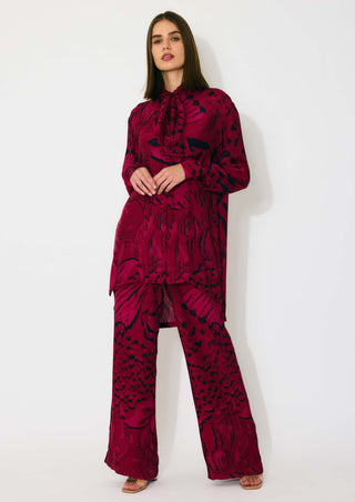 Hot pink and black floral bow tie shirt and pants