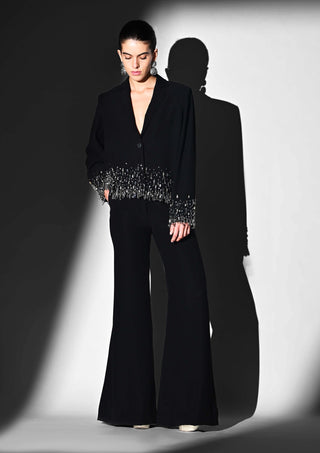 Noir blazer and bell bottom pants