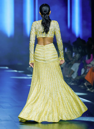 Infinity arctic lime blouse and textured slit skirt