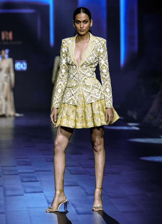 Mirage arctic lime spider web blazer and skirt