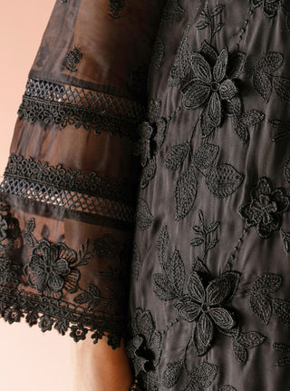 Uma black embroidered kurta set
