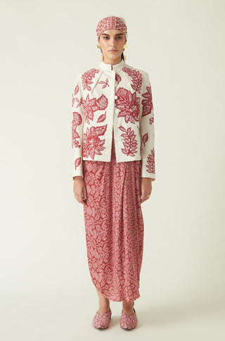 Payal Pratap-Sipura Red Printed Skirt-INDIASPOPUP.COM