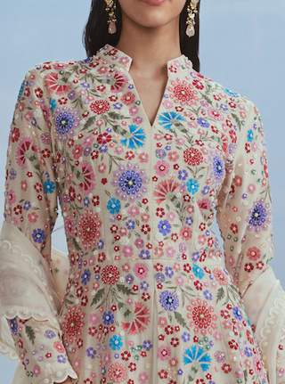 Nachiket Barve-Ivory Izmir Kalidar Kurta Set-INDIASPOPUP.COM