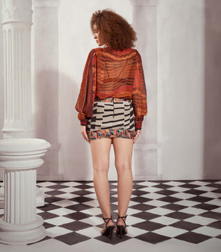 Black & White Byzantine Wrap Skirt by Nikita Mhaisalkar available on Indiaspopup.com