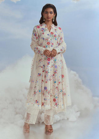 Nachiket Barve-Ivory Lunar Blossom Kalidar Kurta Set-INDIASPOPUP.COM