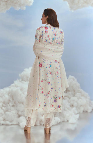 Nachiket Barve-Ivory Lunar Blossom Kalidar Kurta Set-INDIASPOPUP.COM