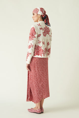 Payal Pratap-Sipura Red Printed Skirt-INDIASPOPUP.COM