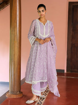 Keerth lavender embroidered kurta set