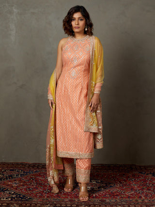 Ri.Ritu Kumar-Coral Sterling Kurta Set-INDIASPOPUP.COM