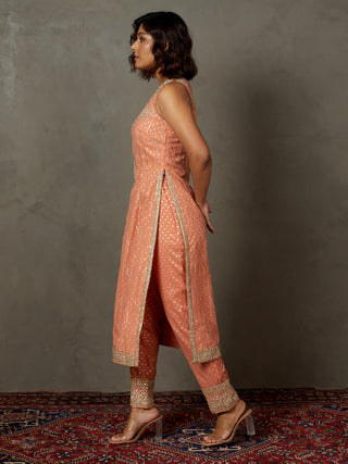Ri.Ritu Kumar-Coral Sterling Kurta Set-INDIASPOPUP.COM