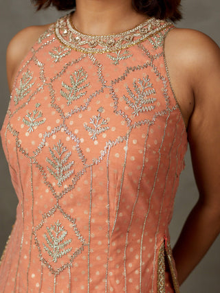 Ri.Ritu Kumar-Coral Sterling Kurta Set-INDIASPOPUP.COM