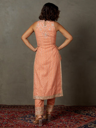 Ri.Ritu Kumar-Coral Sterling Kurta Set-INDIASPOPUP.COM