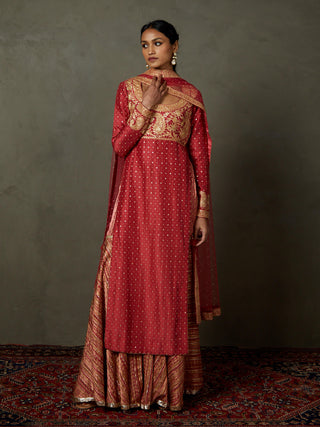 Ri.Ritu Kumar-Cranberry Pink Ashvika Kurta And Garara Set-INDIASPOPUP.COM