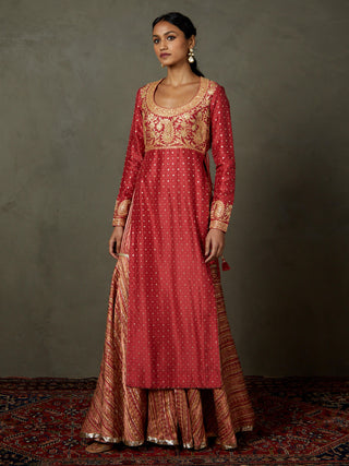 Ri.Ritu Kumar-Cranberry Pink Ashvika Kurta And Garara Set-INDIASPOPUP.COM