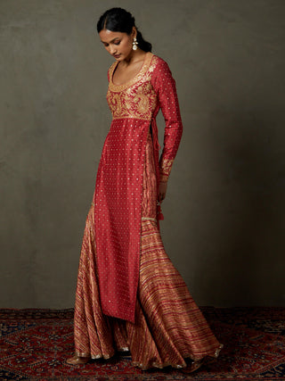 Ri.Ritu Kumar-Cranberry Pink Ashvika Kurta And Garara Set-INDIASPOPUP.COM