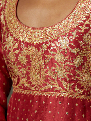 Ri.Ritu Kumar-Cranberry Pink Ashvika Kurta And Garara Set-INDIASPOPUP.COM