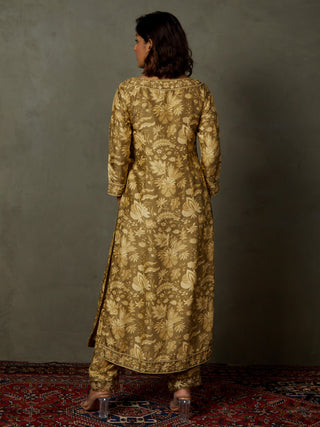 Ri.Ritu Kumar-Khaki Beige Anayna Kurta Set-INDIASPOPUP.COM