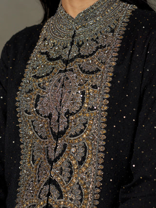 Ri.Ritu Kumar-Black And Grey Shivalika Kurta Set-INDIASPOPUP.COM