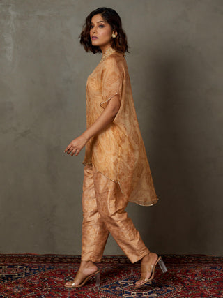 Ri.Ritu Kumar-Beige Gold Primrose Kurta Set-INDIASPOPUP.COM