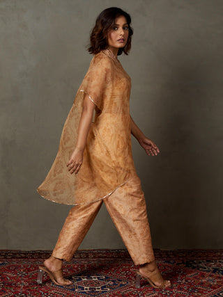 Ri.Ritu Kumar-Beige Gold Primrose Kurta Set-INDIASPOPUP.COM
