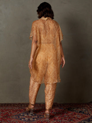 Ri.Ritu Kumar-Beige Gold Primrose Kurta Set-INDIASPOPUP.COM
