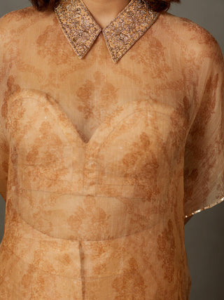Ri.Ritu Kumar-Beige Gold Primrose Kurta Set-INDIASPOPUP.COM