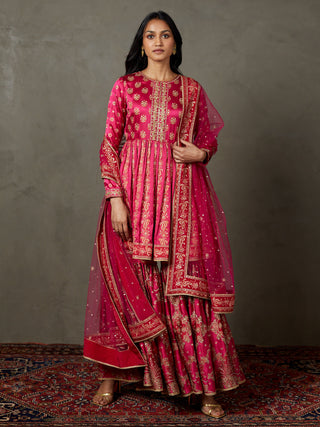 Ri.Ritu Kumar-Fuschia Subhadra Kurta And Garara Set-INDIASPOPUP.COM