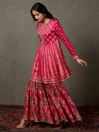 Ri.Ritu Kumar-Fuschia Subhadra Kurta And Garara Set-INDIASPOPUP.COM