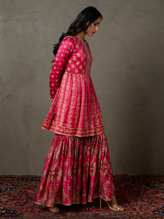 Ri.Ritu Kumar-Fuschia Subhadra Kurta And Garara Set-INDIASPOPUP.COM