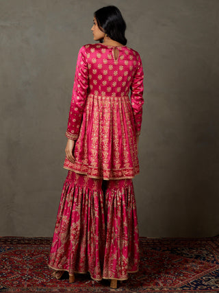 Ri.Ritu Kumar-Fuschia Subhadra Kurta And Garara Set-INDIASPOPUP.COM