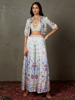 Ri.Ritu Kumar-Powder Blue Flower Jacket And Palazzo Set-INDIASPOPUP.COM