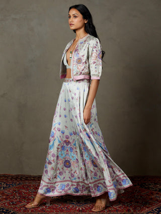 Ri.Ritu Kumar-Powder Blue Flower Jacket And Palazzo Set-INDIASPOPUP.COM