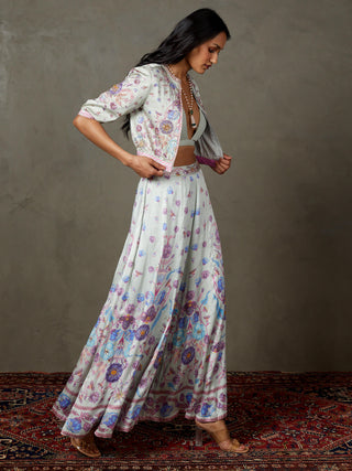Ri.Ritu Kumar-Powder Blue Flower Jacket And Palazzo Set-INDIASPOPUP.COM