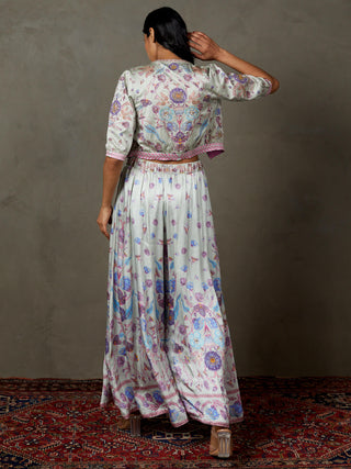 Ri.Ritu Kumar-Powder Blue Flower Jacket And Palazzo Set-INDIASPOPUP.COM