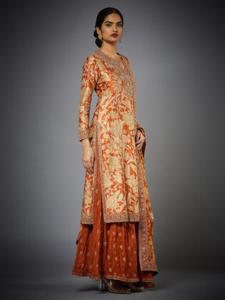 Ri.Ritu Kumar-Rust Chameli Kurta And Palazzo Set-INDIASPOPUP.COM