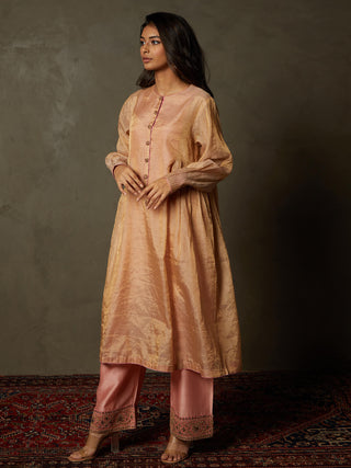 Ri.Ritu Kumar-Antique Peach Manjari Kurta Set-INDIASPOPUP.COM
