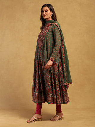 Green Gopuram Kurta Set by Ritu Kumar available on Indiaspopup