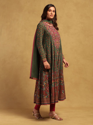 Green Gopuram Kurta Set by Ritu Kumar available on Indiaspopup