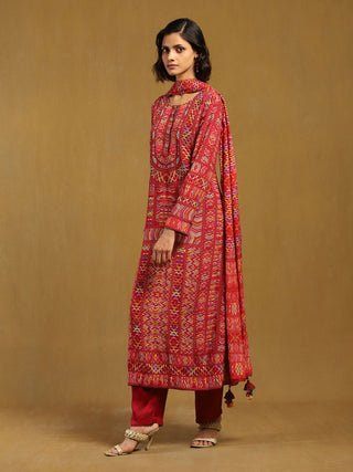 Red Peru Kurta Set by Ritu Kumar available on Indiaspopup