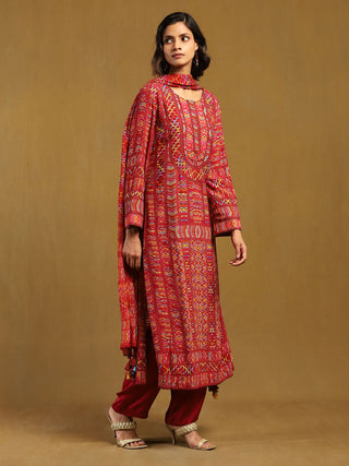 Red Peru Kurta Set by Ritu Kumar available on Indiaspopup