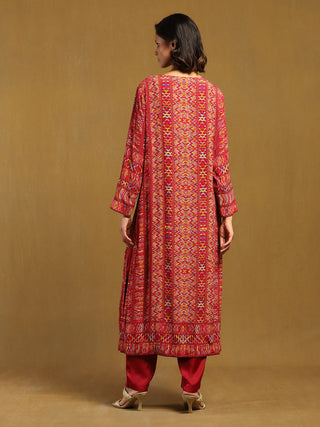 Red Peru Kurta Set by Ritu Kumar available on Indiaspopup
