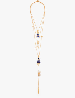 Outhouse Gold Lazuli Sculpt Layered Necklace available on indiaspopup