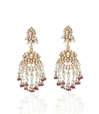 Divya red and green kundan necklace set