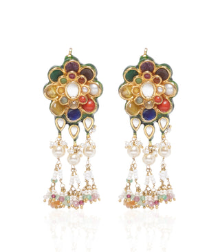 Aawanya navratan navratan choker and earrings