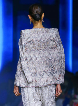 Moonstone ivory blouse, dhoti and jacket