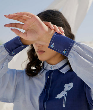 The Loom Art-Steal Blue Shirt And Pant-INDIASPOPUP.COM