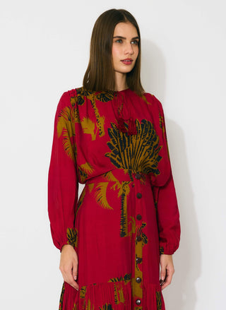 Red floral top and floral skirt